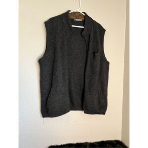 MFH Baby Alpaca Wool Blend Vest sweater  L Wool Zipper Sweater Gray PERU